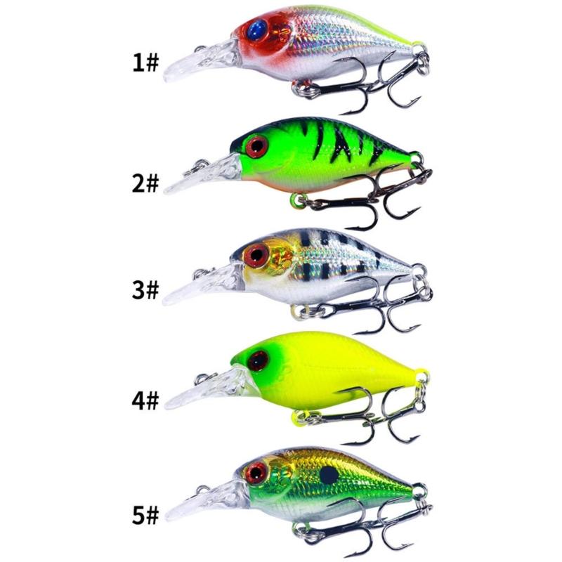 5Pcs Soft Plastic Baits Small Wobbler Fishing Lures Artificial Hard Baits Swimbait Crank Baits with Tackle Box Enduring