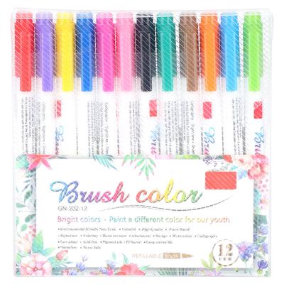 12Pcs Watercolor Pen Colorful HandPainted SoftTip Brush Drawing Writing Calligraphy Tools