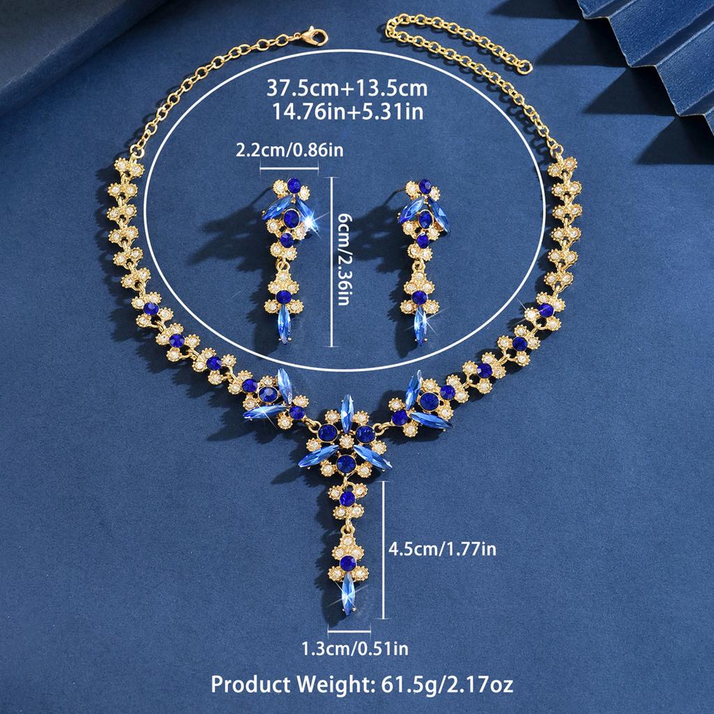High End Atmospheric Tassel Necklace Earrings Two-piece Set Suitable for Formal Occasions, Bridal Wedding Dress Accessories