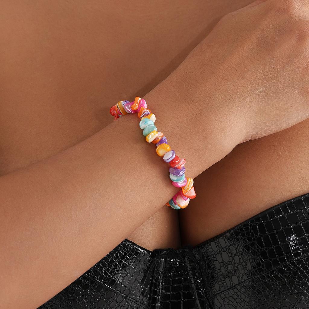 Special-Shaped Colorful Shell Necklace Female Simple Sexy Collarbone Chain, Retro Elastic Rope Bracelet