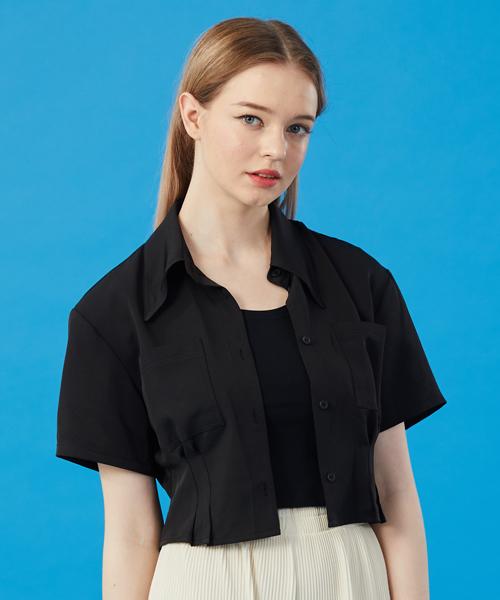 KOLEAT Women Cooling Refrigerator Crop Slim Short Sleeve Shirt [Black] Crop Top Short Sleeve Tee