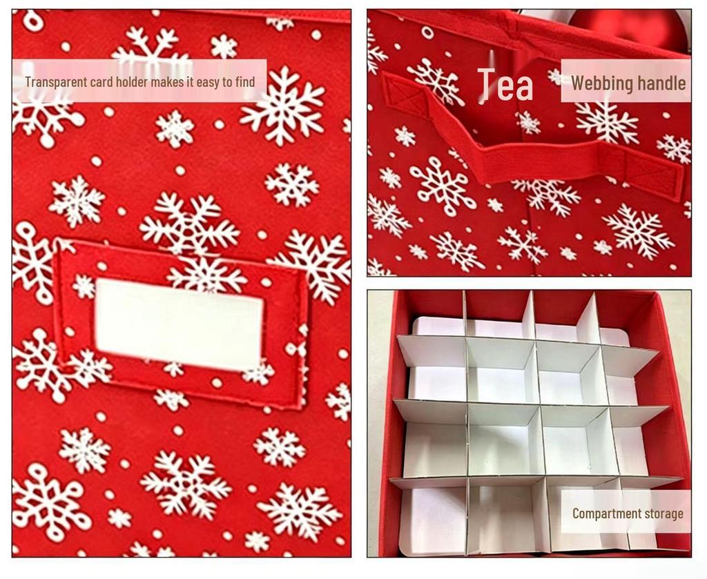 Foldable 16-Grid Dustproof Moistureproof Christmas Ornament Storage Box