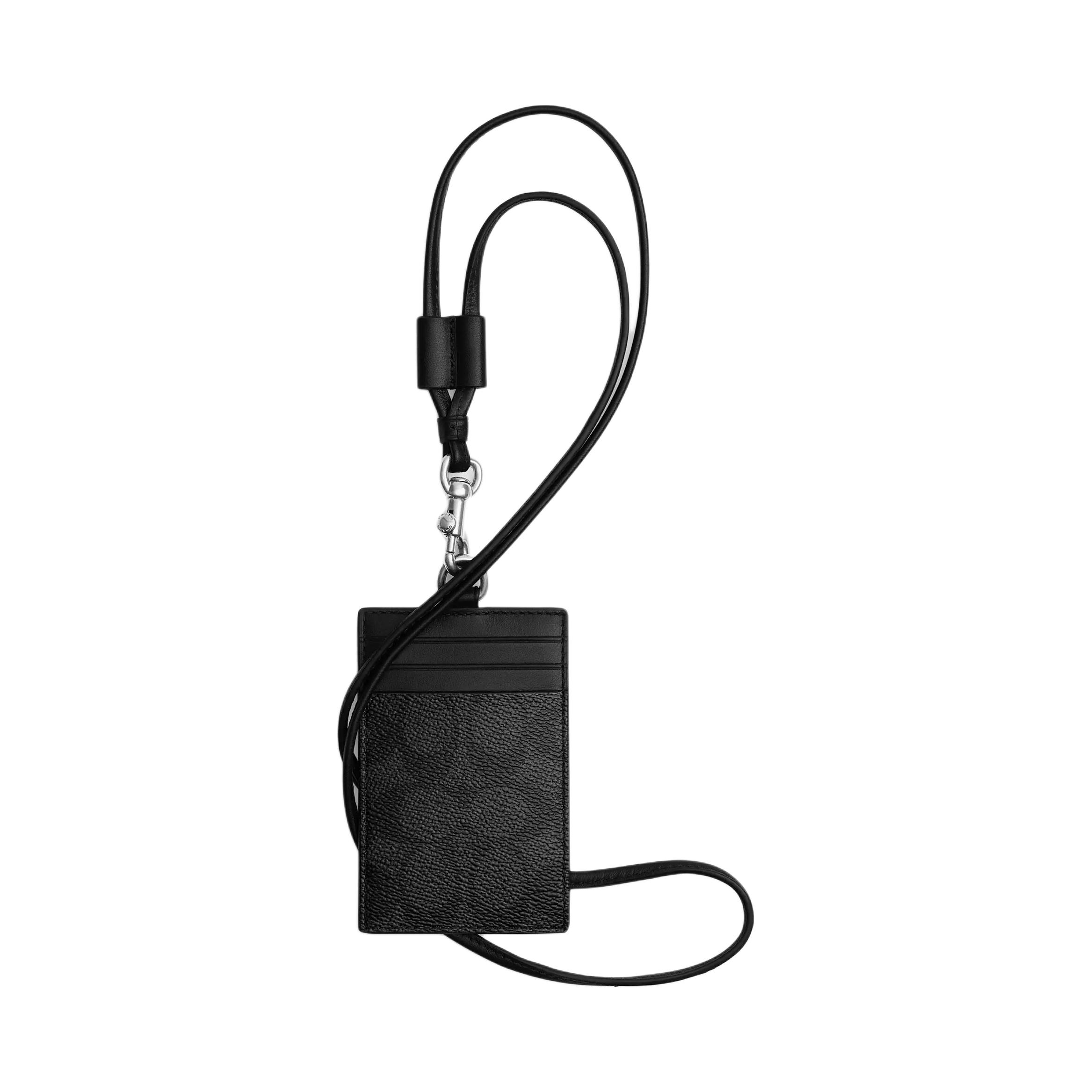 Coach 7 Logo Print Silver Hardware Iconic Denim Card Holder Unisex Card Holder Black Gray CAN39-CHR Black Gray