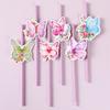 24pcs Butterfly Theme Party Decoration Straws DIY Colorful Butterfly Card Straws Kids Happy Girls Butterfly Birthday Party Decor