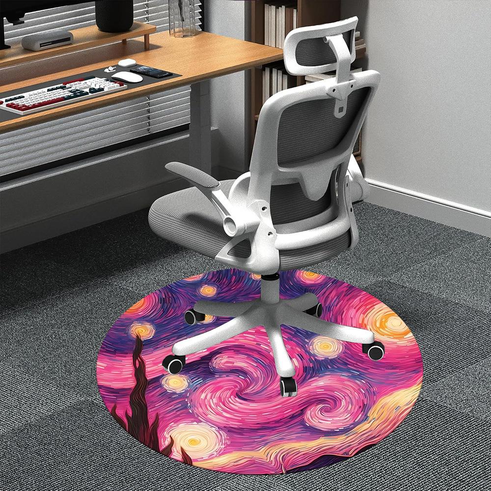 1PC Spiral Galaxy Office Round Area Rug, Indoor Mat Suitable ForOffice, Under Office Chairs Bedroom Living Room Home Decor, Room Deco f049
