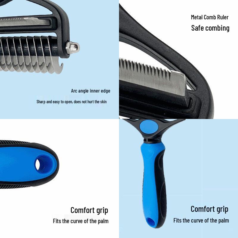 Dual-Headed Dog De-Shedding & Detangling Comb Tool