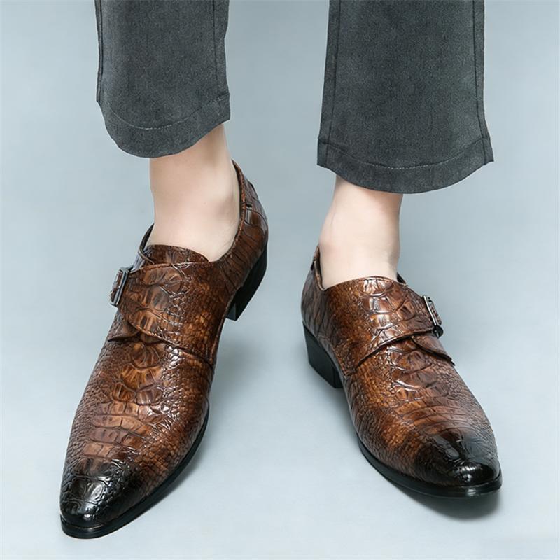 New Brand Designer Gentleman Alligator Pattern Chelsea Shoes for Men Monk Strap Loafers Formal Wedding Dress Homecoming Footwear