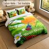 3Pcs Bedding Set Custom Name Text, 1 Sheet 2 Pillowcases Home Bed DecorPikmin