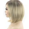 Synthetic Ombre Blonde Wigs Ladies Wig with Bangs Natural Soft Short Straight Hair Bob Cut Wig Daily Costume Party Use