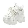 New Dad Shoes Breathable Women's New Mesh Autumn Heightening Sports and Leisure Shoes White Silver