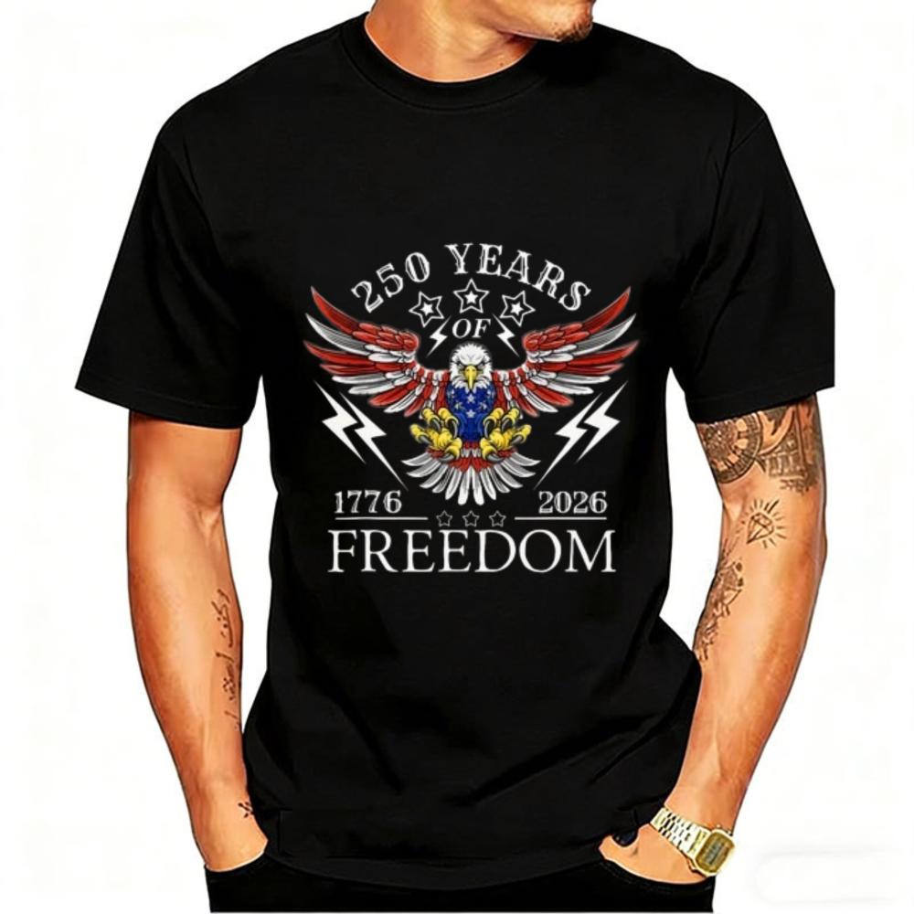Eagle NationalDay of Freedom 1776 2026 Patriotic Graphic Casual Wear Independence Day Celebrations National Holidays Gift Tsh... S разноцветный