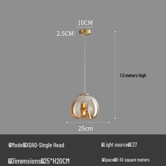 Nordic Modern Minimalist Bedside Pendant Light – Creative Single-Head Designer Glass for Bedroom/Dining Room.