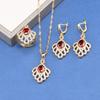 Unique  Gold Plated Wedding Accessories Big Jewelry Sets Colorful Zircon Bridal Necklace And Earrings Ring For Women Gift