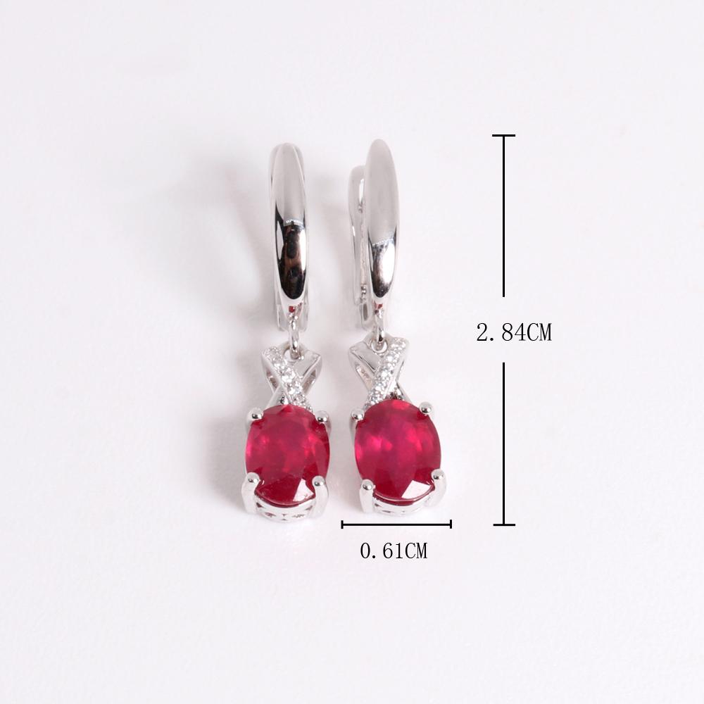 Edle und elegante Ohrringe aus Sterlingsilber mit echtem, natürlichem Rubin für Frauen, Verlobungs-, Jubiläums- und Bankettgeschenke