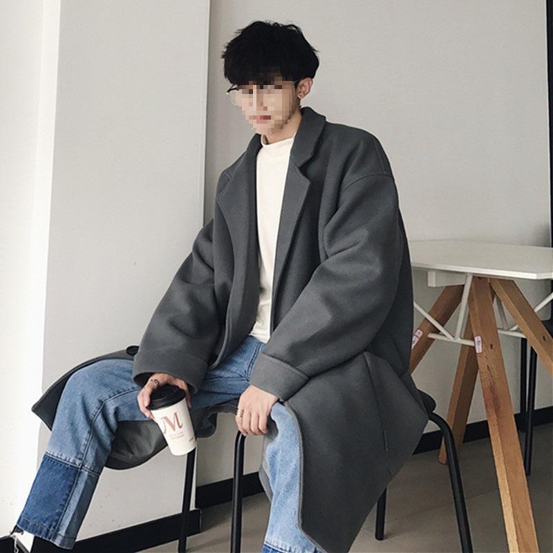 Herren Koreanischer Stil Dicke Woll-Trenchcoat - Trendy, Warm, Mittellang, Lockerer Schnitt