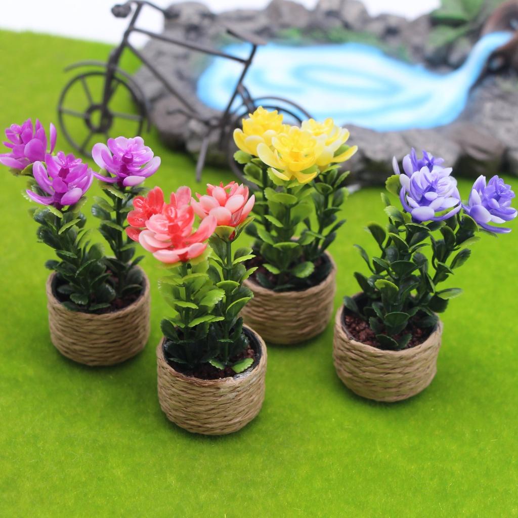 Mini Cute Green Plant Pot Flowervase Simulation Potted Plants Miniature Doll House Furniture Home Decoration