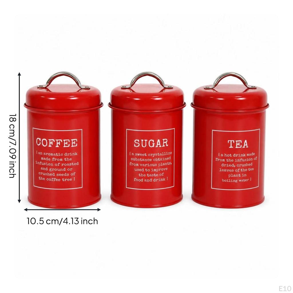 3 Pieces Kitchen Canister Set Airtight Storage Countertop Metal Canisters with Lids for