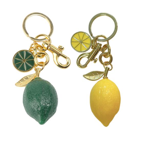 Resin Keyring Summer Vitality Lemon Shape Charm Keychain Couples Friends Key Chain Portable Car Bag Door Keychain