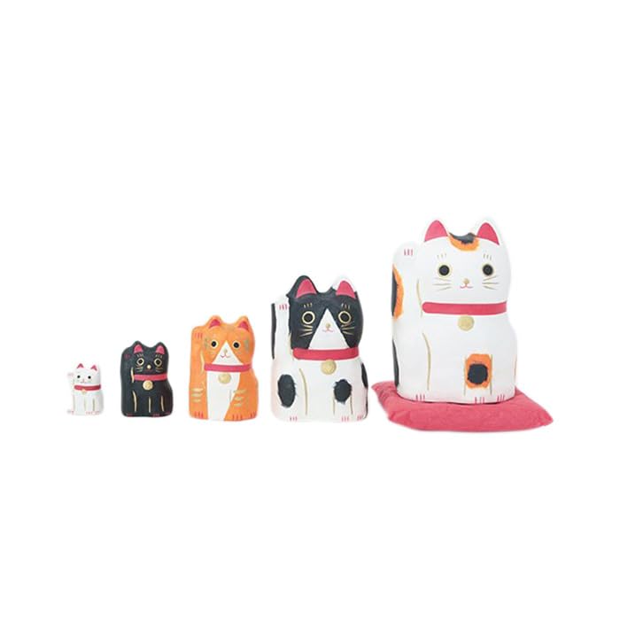 Ichino Maneki Neko Pattern Matryoshka Lucky Item Improves Luck Increases Wealth Business Prosperity Good Fortune Brings Good Luck Feng Shui Protection