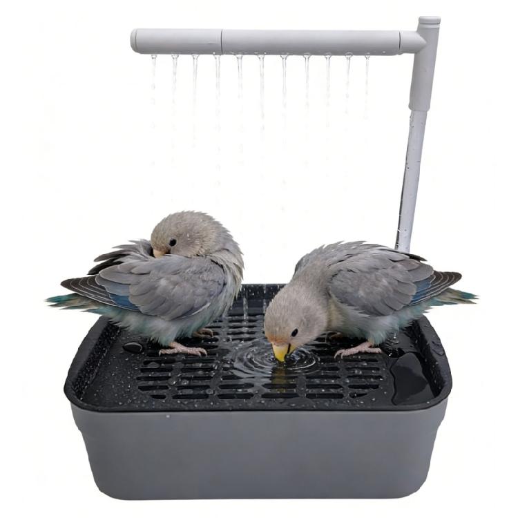 Automatic Pet Fountain Water Circulating Bird Bath Tub, Parrots Shower Box with Adjustable Water Flowing