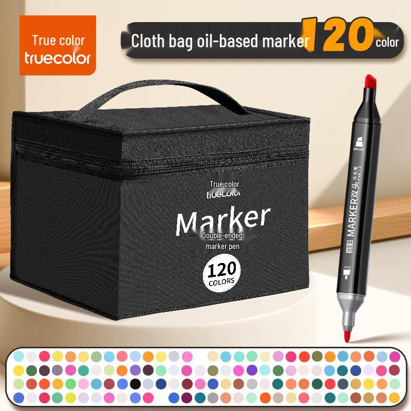 True Color Double-Ended Oil-Based Markers: Quick-Drying Anime Art Set with Hard Tips for Students
