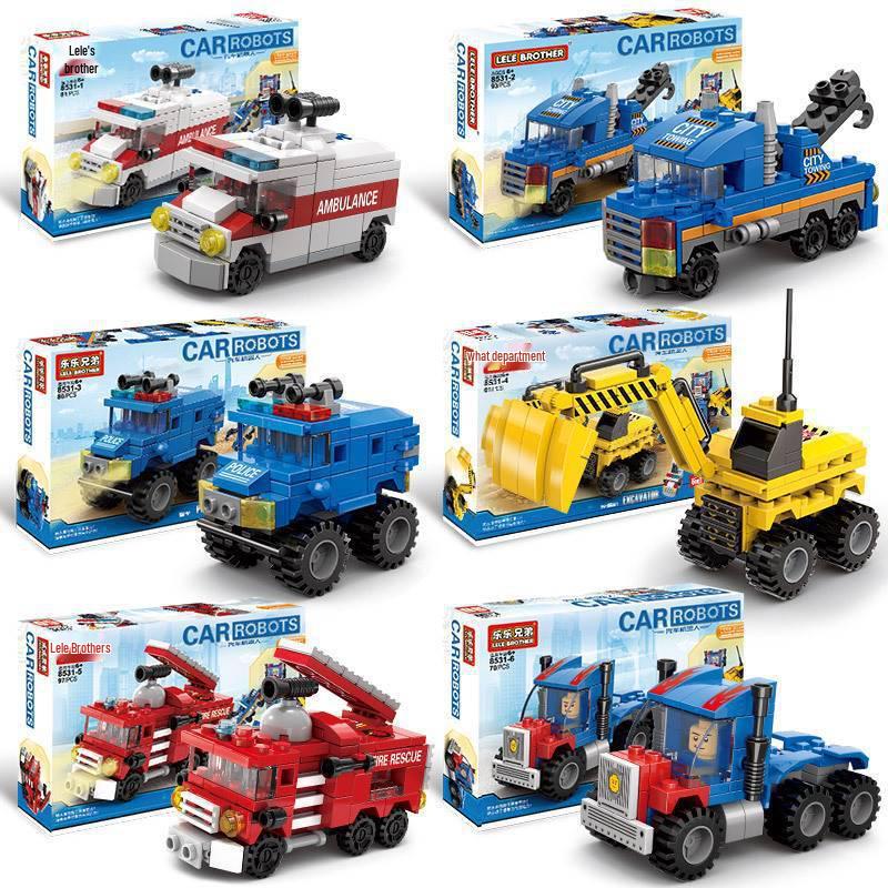 

Lele Brothers Lego-Compatible Transforming Truck Robot Building Blocks for Kids
