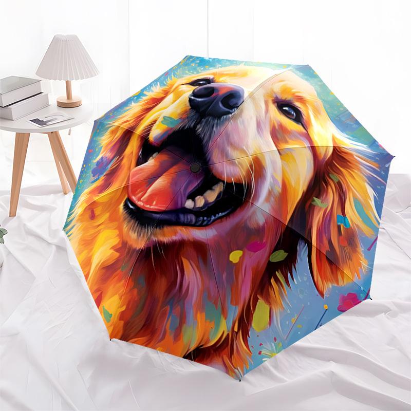 1 Stück Golden Retriever Kunstwerk Automatisches Öffnen und Schließen, Stabiler Eisenrahmen, Tragbares FaltDesign, Geeignet für Männer und Frauen zu allen Jahreszeiten91