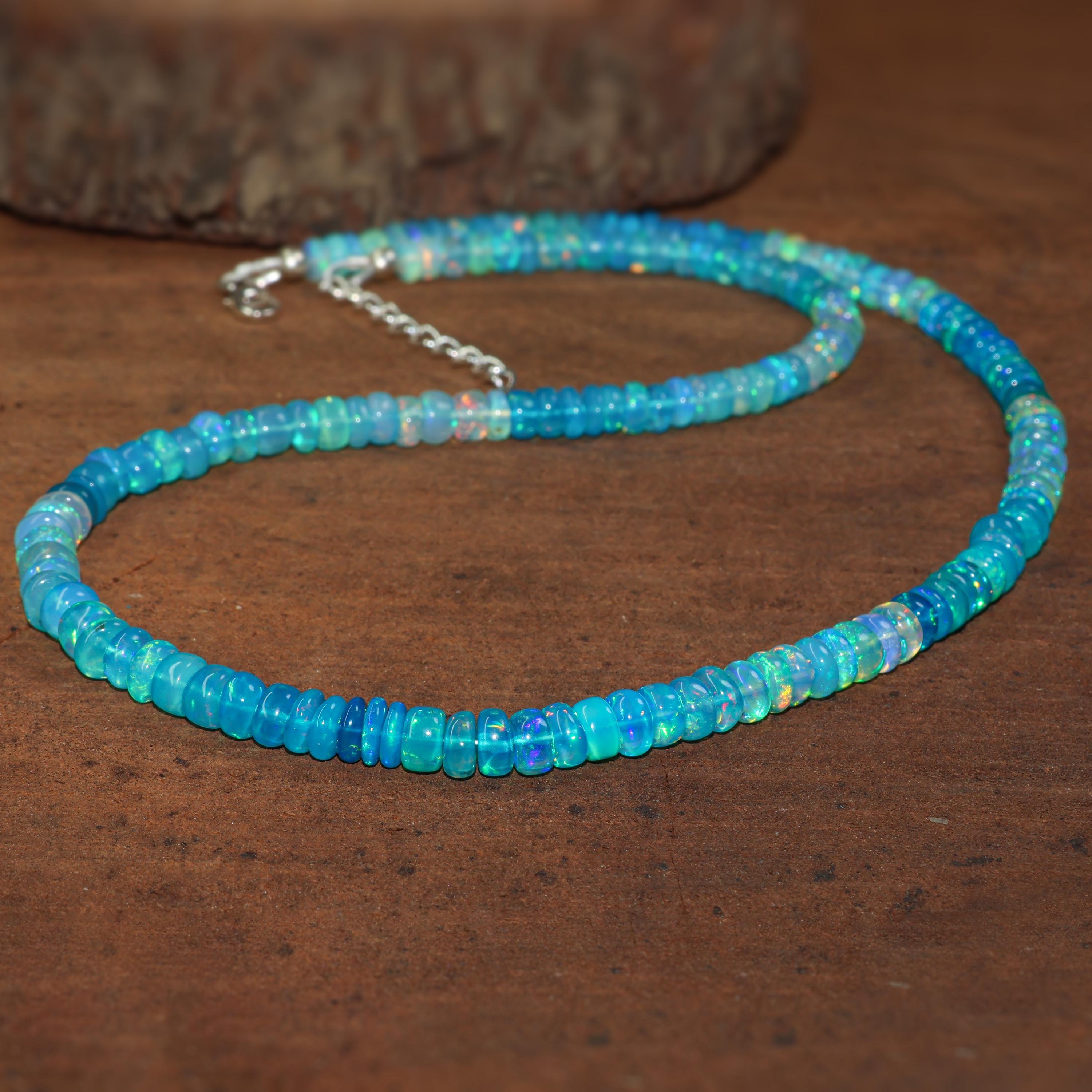 

Paraiba Fire Opal Gemstone Smooth Beaded Necklace, Natural Opal Delicate Necklace, Minimalist Necklace, Birthstone Necklace, Gift for Her 16 Inch золотий/жовтий