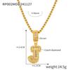 Minimalist Letter Inlaid Diamond Copper Pendant Necklace with Long Box Chain in Gold-Plated Titanium Steel