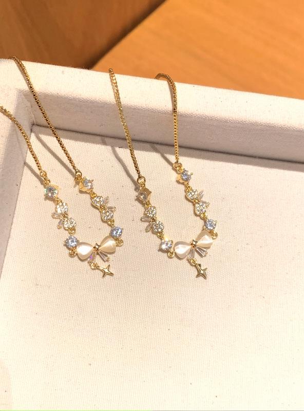 Starry Sky Zircon Bow Bracelet - Elegant, High-End Design for Women