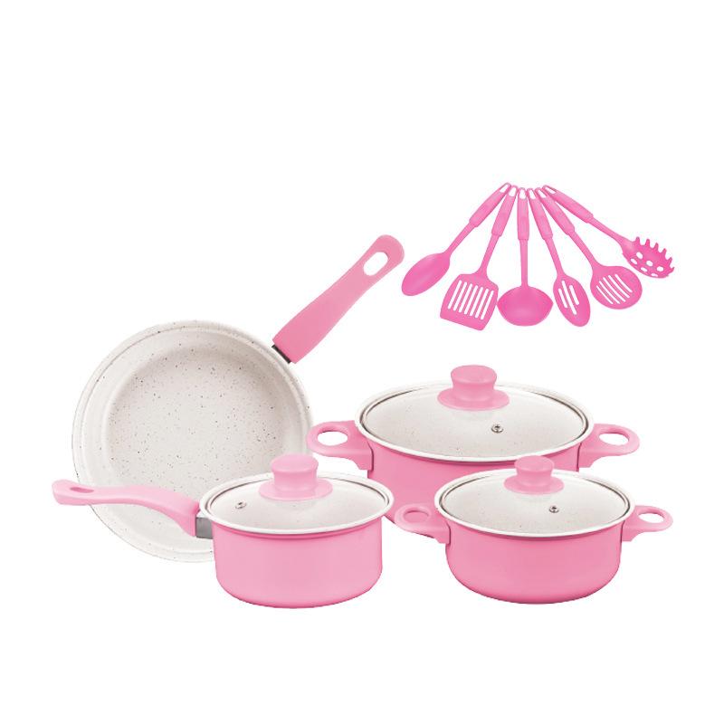 Thirteen-Piece Non-Stick Cookware Set: Includes Frying Pan, Soup Pot, Milk Pot, and Spatula