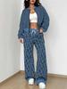 Stripe Explosion Autumn and Winter New European and American Women's Clothing Smudge Printing Suit Women