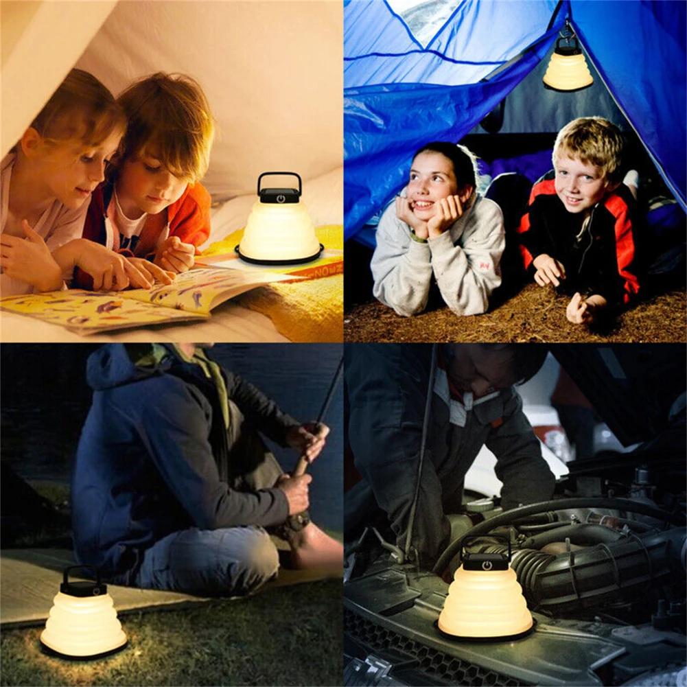 Solar Camping Lantern Outdoor IP65 Waterproof Portable Collapsible Camping Light USB Charging 3 Lighting Modes Lamp With Handle