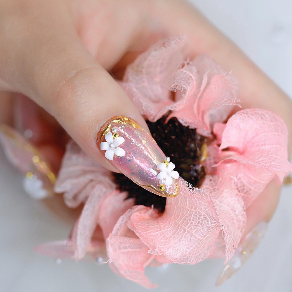 2021 White Resin 3D Five-Petal Flower Nail Art Accessories