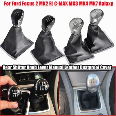 Schalthebelknopf Hebel Manuell 5 6 Gang Für Ford Focus 2 MK2 FL C-MAX 2006-2011 MK3 MK4 MK7 Galaxy PU-Leder Staubschutzabdeckung