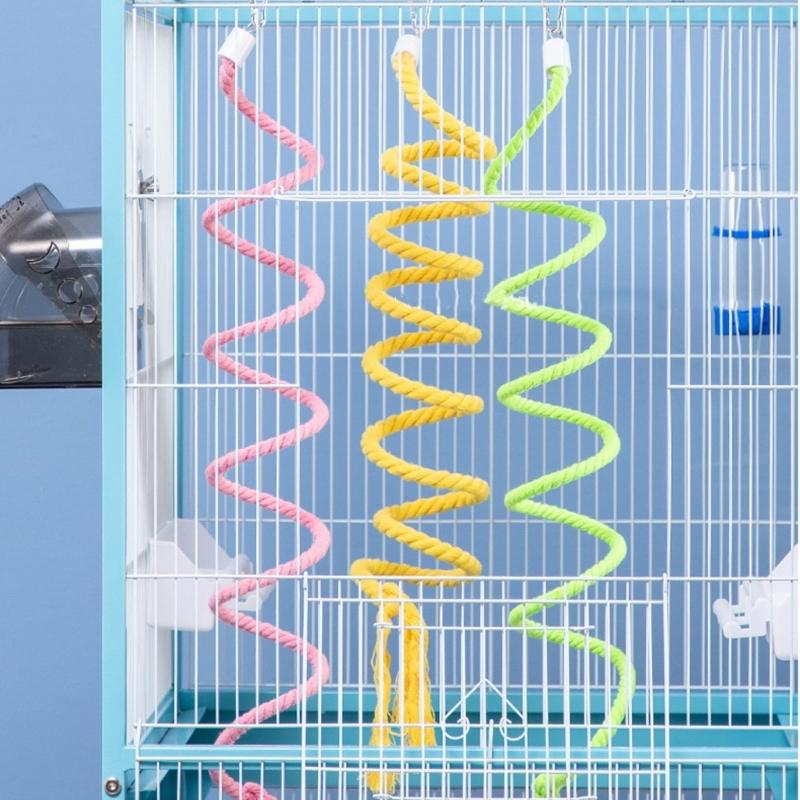 Lovebird Parrots Cage Spiral Bridge Swing Climbing Cotton Training Ladder Toy for Bird Pet Supplies