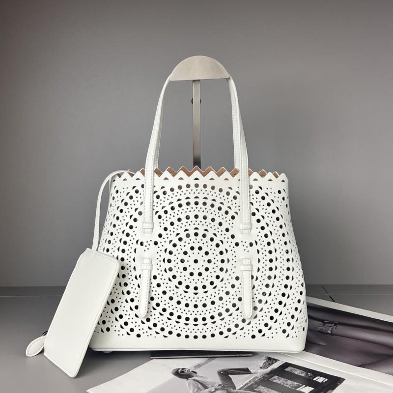 Womens Genuine Leather Woven Cutout Bucket