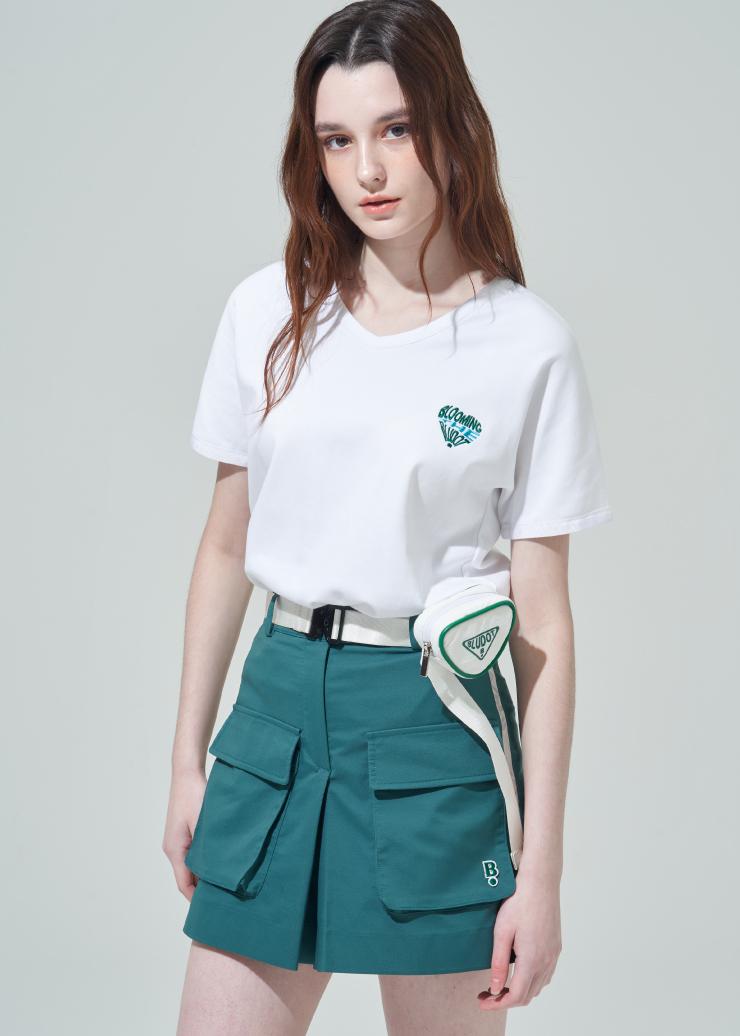 Blue Dot V-Neck Short Sleeve T-Shirt_Wh 85