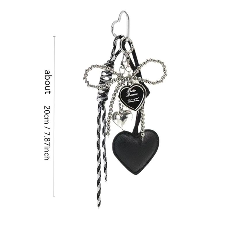 PU Leer Hart En Strik Sleutelhanger Met Modieuze Geweven Lanyard Handgemaakte Tas Bedel Veelzijdige Sleutelhouder Voor Vrouwen