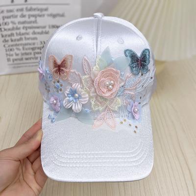 Baseballkappe Damen Koreanische Version gestickte Blumenkappe Frühling und Sommer Reise Sonnenschutz vielseitiger Sonnenhut