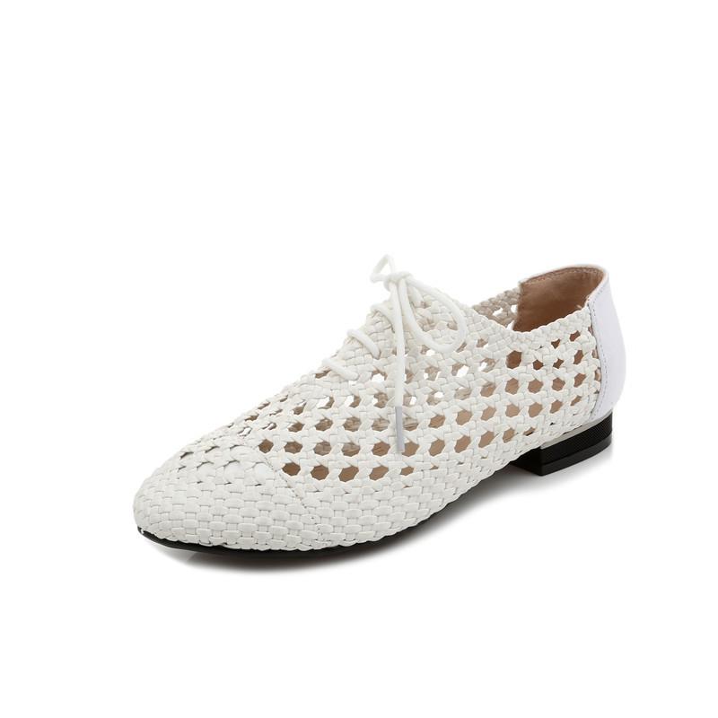 

Мода 2025 Лето Ажурная Вязаная Дышащая Обувь Женские Сандалии Большой Размер Острый Носок Натуральная Кожа Обувь Летние Плоские Повседневные Сандалии 12