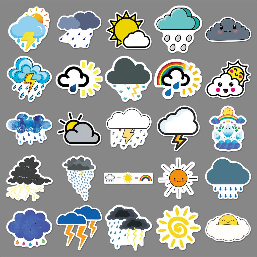 50 Hand Note Weather Doodle Personality Cartoon Cute Children's DIY Skateboard Suitcase Stickers Waterproof