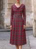 Autumn and Winter European and American New Women's Clothing Plaid Long Dress Printed Women's Clothing Dress Women