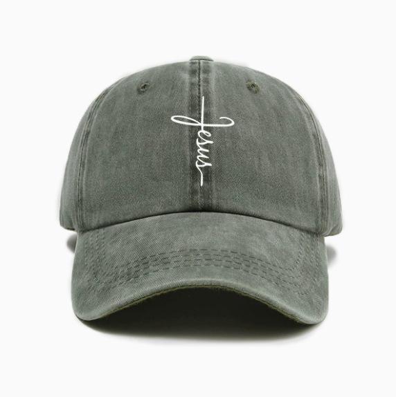 Retro art font printing washed old soft top casual versatile baseball cap unisex hat