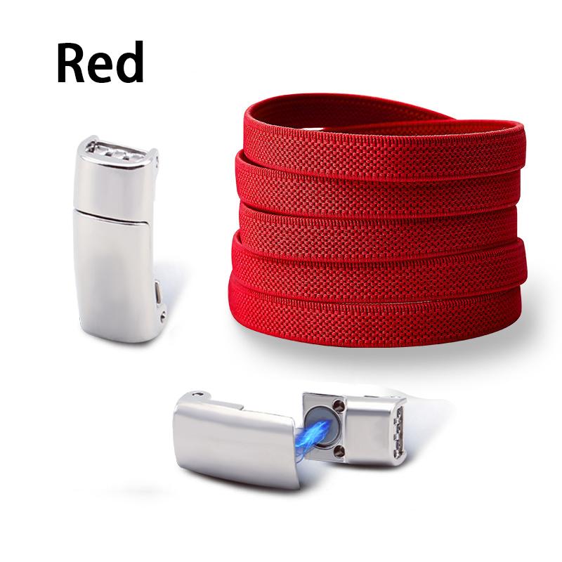 New Metal Lock 8mm Thick Elastic Flat Laces Elastic Magnetic Lock Shoelaces Sneakers Running Tennis Lazy Shoelace Accessories