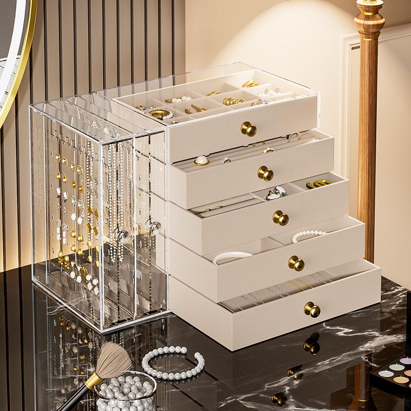 Organizador de Almacenamiento de Joyería de Acrílico Transparente de Lujo con Múltiples Cajones