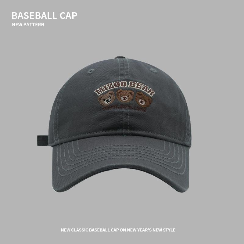 Bear embroidered baseball cap female sweet versatile sports cap, couple student face hat