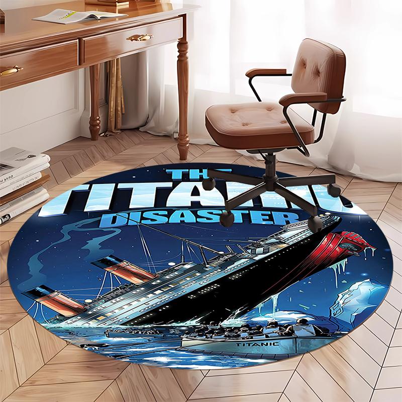 Titanic Printed Round Rug Carpet Chair Rug Area Rug Entryway Doormats,for Office Chair Living Room Bedroom Kitchen Room.