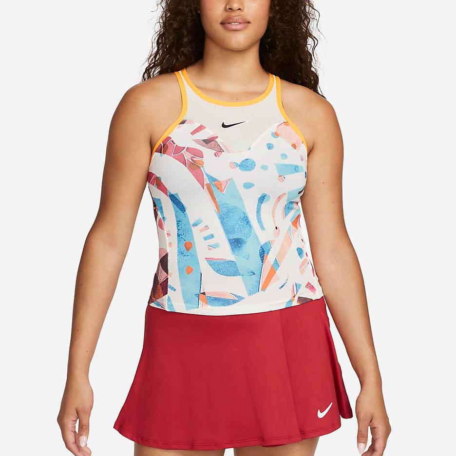 Nike Court Dri-FIT Slam Pattern Print Crew Neck Tank Top Women Tops White DX5370-113