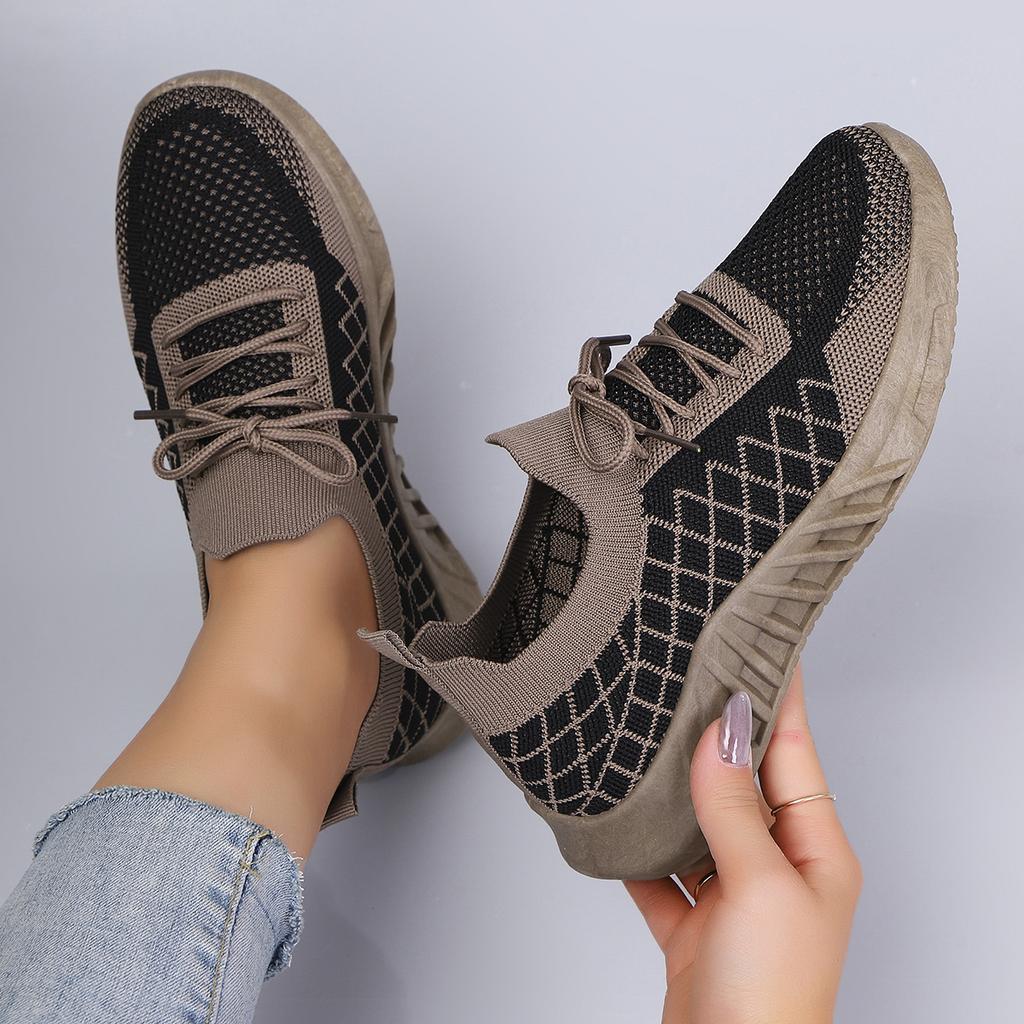 Spring And Autumn New Women'S Casual Lace Up Shoes Are Comfortable, Breathable, Lightweight And Wear-Resistant Sports Shoes